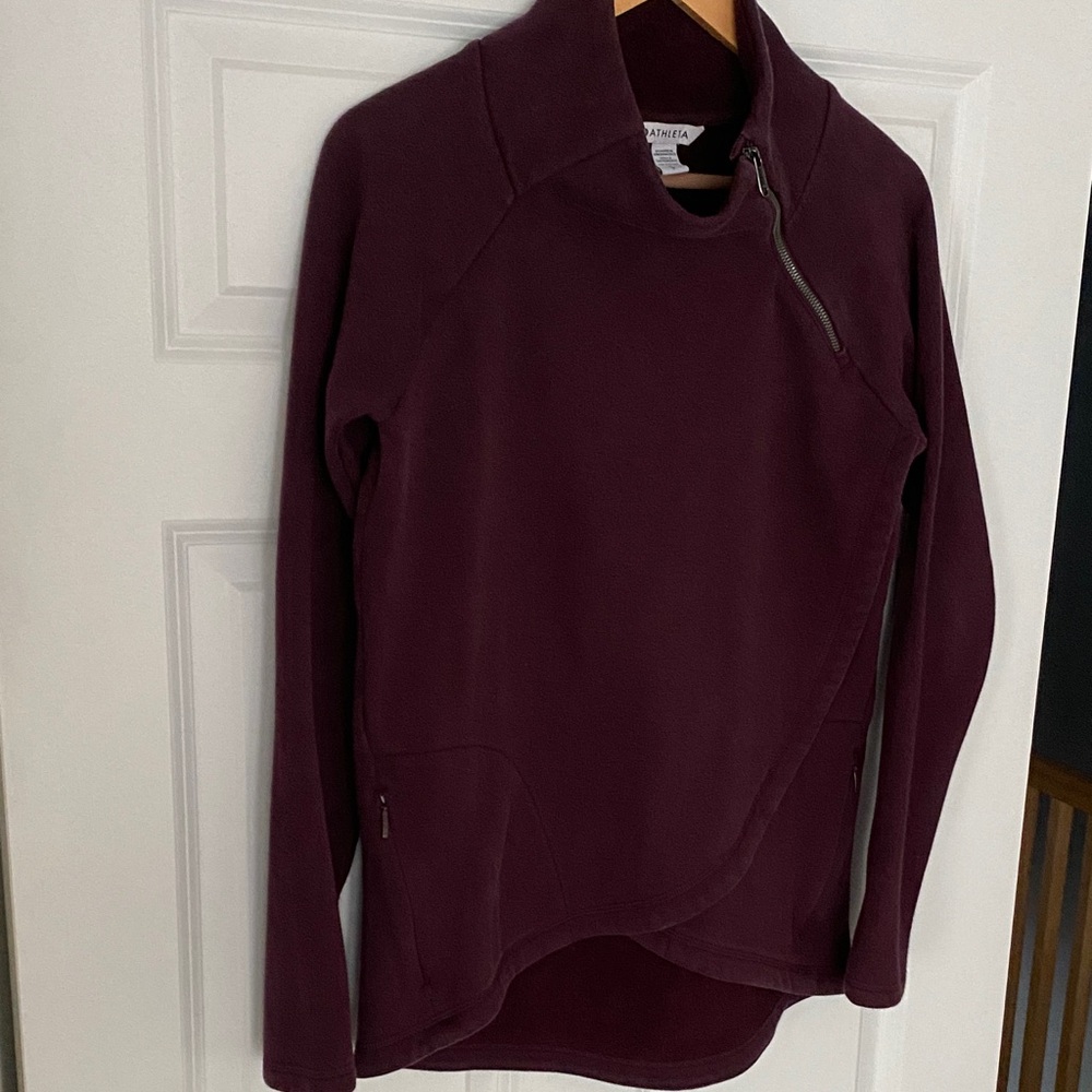 Athleta Plum Asymmetrical Zip Pullover, Size Petite Small
